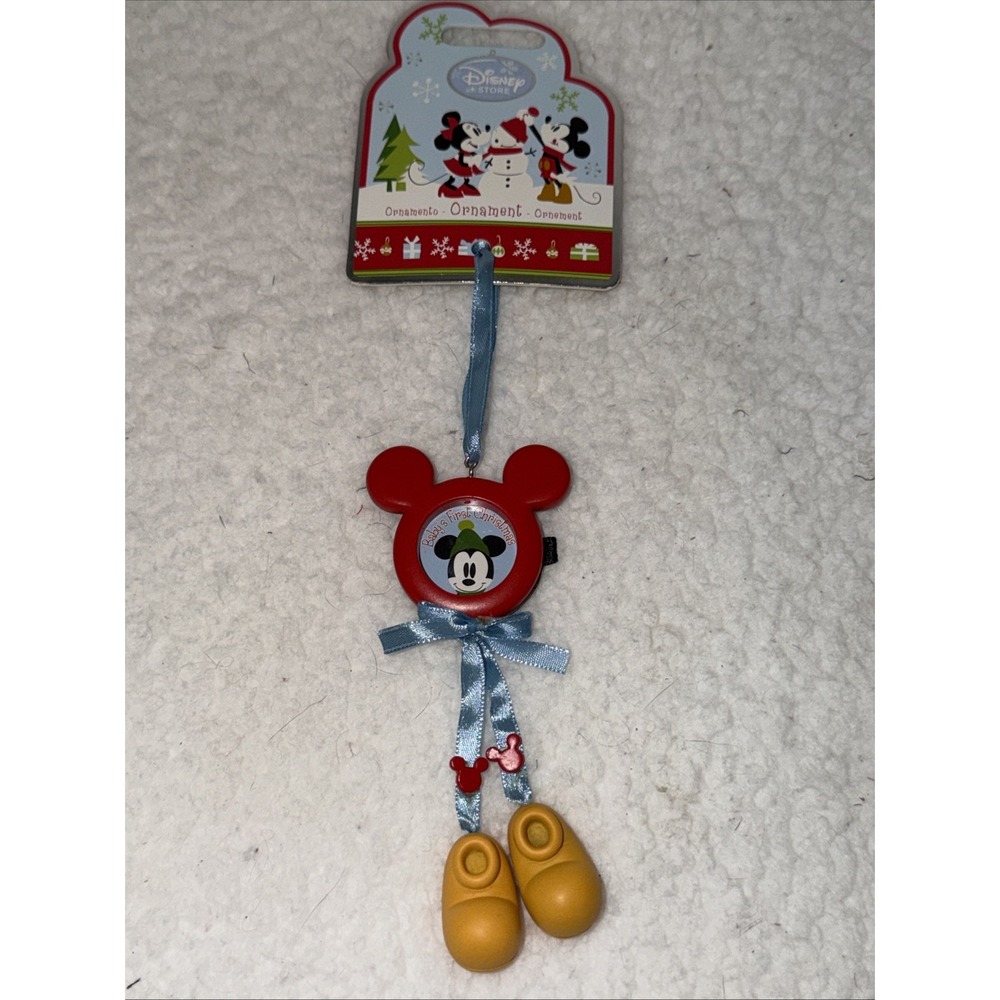 Disney Store Mickey Mouse Babys First Christmas 2011 Ornament Red Yellow Blue